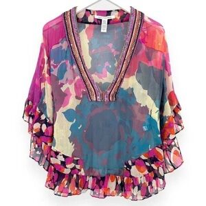 Colorful Women's Top with V-Neck